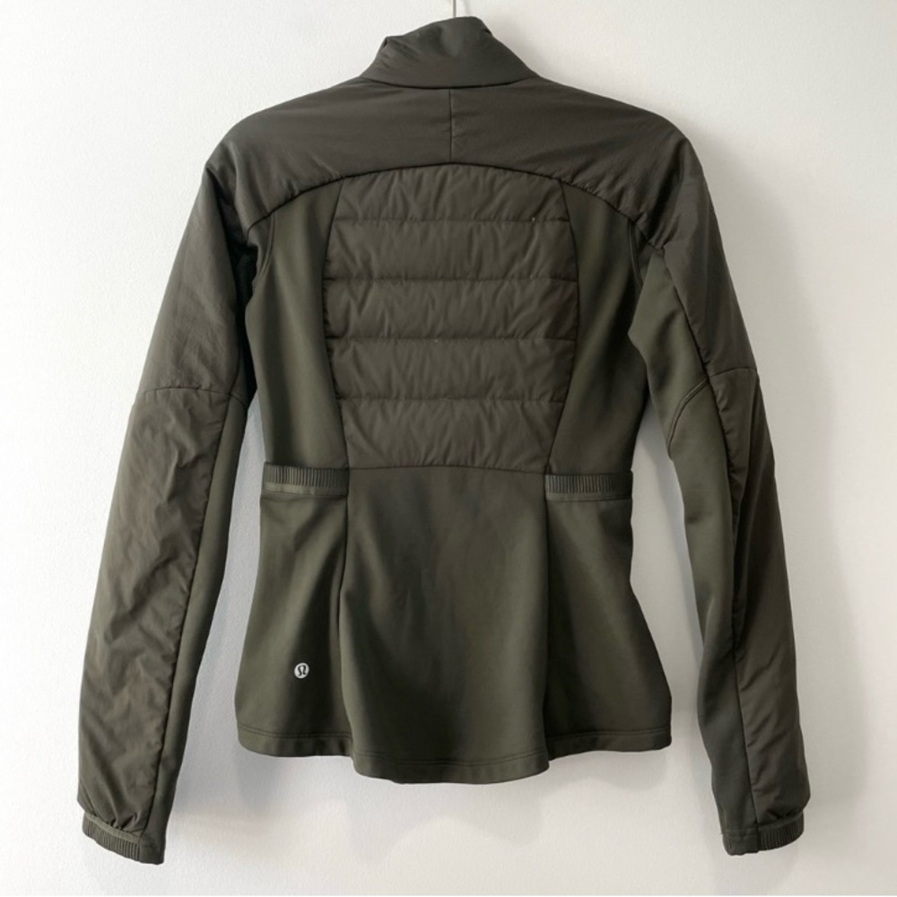 Lululemon Down For It All 1/2 Zip Pullover Olive Green PrimaLoft Sz 4
